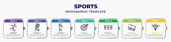 Sports Infographic Design Template Kickball Tennis Game Left Bend Dart — 스톡 벡터