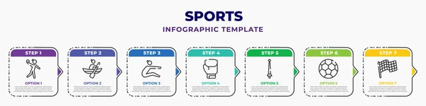 Sports Infographic Design Template Dodgeball Rafting Long Jump Boxing Gloves — Stockvektor