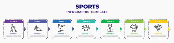 Sports Infographic Design Template Hurling Snowmobile Sport Jet Surfing Bodybuilding — ストックベクタ