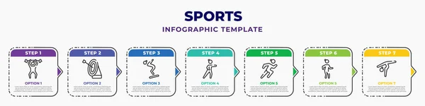 Sports Infographic Design Template Powerlifting Bullseye Diving Sport Karate Trail — стоковый вектор