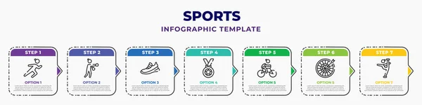 Sports Infographic Design Template Marathon Boxing Flying Shoes Golden Medal — ストックベクタ