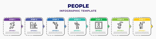 People Infographic Design Template Man Pushing Door His Body Waves — ストックベクタ