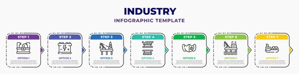 Industry Infographic Design Template Lathe Hine Industrial Battery Oil Platform — ストックベクタ