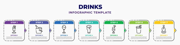 Drinks Infographic Design Template Mint Julep Ice Bucket Bottle Wine — ストックベクタ