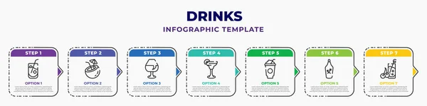 Drinks Infographic Design Template Tom Collins Coconut Drink Brandy Margarita — ストックベクタ