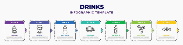 Drinks Infographic Design Template Tuba Brandy Glass Mashing Cask Vodka — ストックベクタ