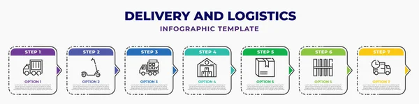 Delivery Logistics Infographic Design Template Delivery Car Scooter Delivery Date — Vettoriale Stock
