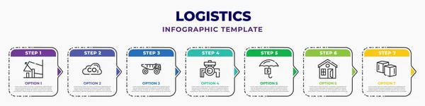 Logistics Infographic Design Template Decline Progress Chart Co2 Cloud Construction — Stock Vector