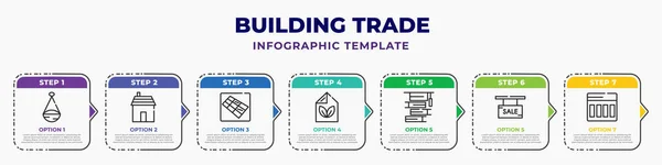 Building Trade Infographic Design Template Hang Basket Home Shape Solar — Stock Vector