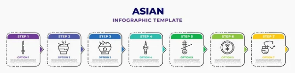 Asian Infographic Design Template Katana Rice Spike Sai Erhu Yuan — ストックベクタ
