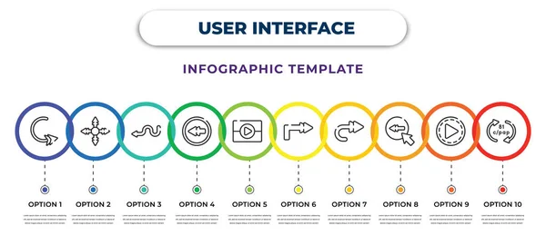 User Interface Infographic Design Template Curve Right Arrow Expand Button — стоковый вектор