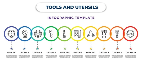 Tools Utensils Infographic Design Template Orientation Compass Air Conditioning Target — Vetor de Stock