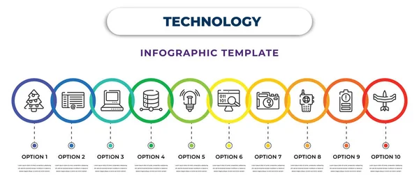 Technology Infographic Design Template Holidays Email Agenda Vintage Personal Computer — Vetor de Stock