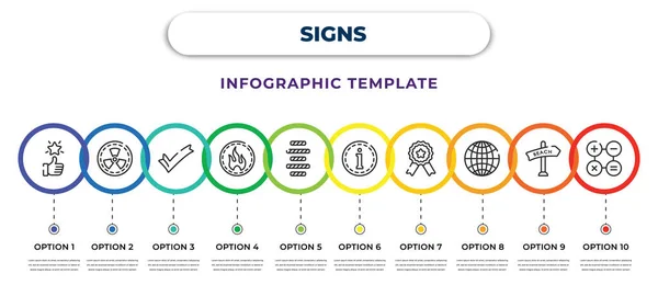 Signs Infographic Design Template Superior Radiation Tick Fire Hazard Align — Vetor de Stock