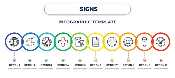Signs Infographic Design Template Grid World Copying Prohibition Circle Add — Vetor de Stock