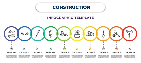 Construction Infographic Design Template Air Compressor Safety Glasses Crowbar Putty — Stockvektor