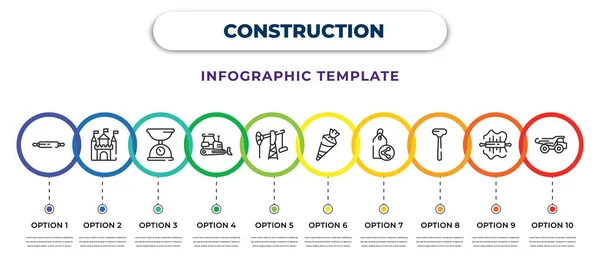 Construction Infographic Design Template Rolling Pin Kingdom Kitchen Scale Bulldozer — Vetor de Stock