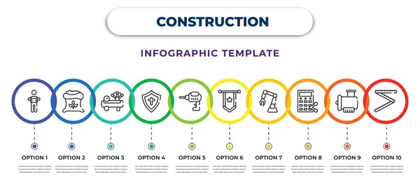 Construction Infographic Design Template Deliver Flour Compressor Cultures Nail Gun — Stock Vector