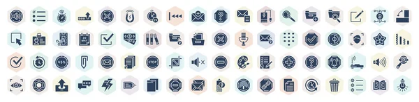 Filled User Interface Icons Set Glyph Icons Volume Button Stopwatches — Stockvector