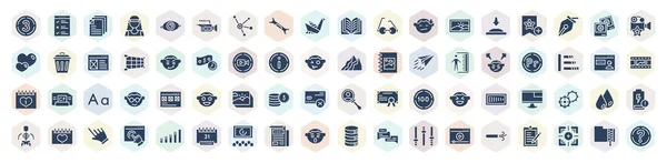 Filled User Interface Icons Set Glyph Icons Number Paper Work — ストックベクタ