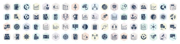 Filled Business Analytics Icons Set Glyph Icons Circular Chart Data — Stockový vektor