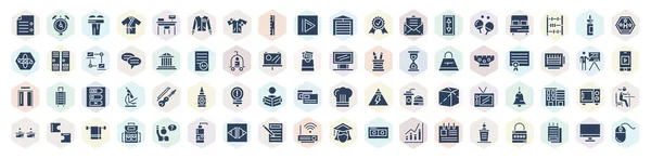 Filled Educative Icons Set Glyph Icons Exam Three Questions Open — Stockvector