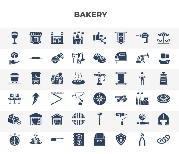 Filled Bakery Icons Set Glyph Icons Goblet Kingdom Logistics Delivery — Vector de stock