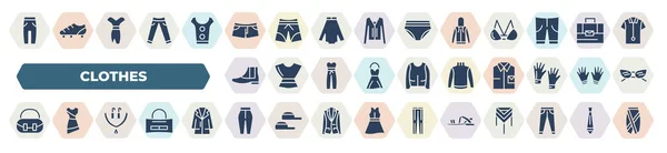 Set Filled Clothes Icons Glyph Icons Harem Pants Denim Shorts — Stockvector