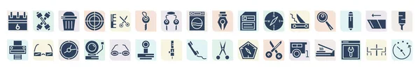 Filled Tools Utensils Icons Set Glyph Icons Calendar Six Days — Vetor de Stock