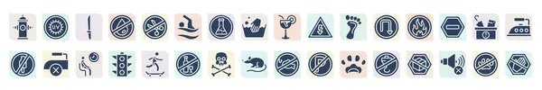 Filled Signs Icons Set Glyph Icons Hydrant Weapon Swimming High — Archivo Imágenes Vectoriales