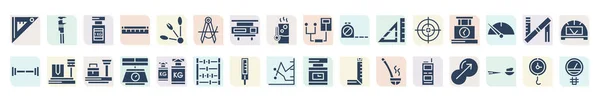 Filled Measurement Icons Set Glyph Icons Angular Ruler One Weight — Stockový vektor