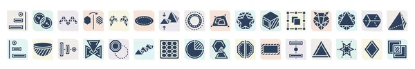 Filled Geometric Figure Icons Set Glyph Icons Right Alignment Triangular — Vector de stock
