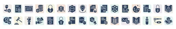 Filled Gdpr Icons Set Glyph Icons Person Website Decision Making — Wektor stockowy