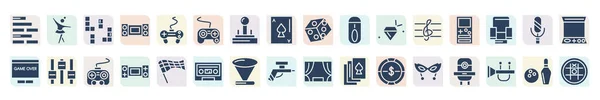 Filled Entertainment Icons Set Glyph Icons Jenga Game Controller Suroard — Stockový vektor