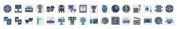 Filled Arcade Icons Set Glyph Icons Roulette Score Ghost Tamagotchi — Stockvektor