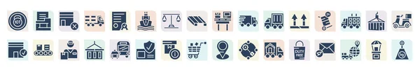 Filled Delivery Logistic Icons Set Glyph Icons Weight Limit Delivery — ストックベクタ