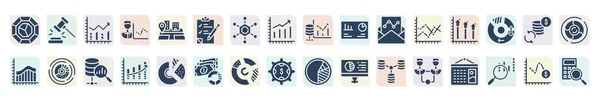 Filled Business Analytics Icons Set Glyph Icons Polygonal Chart Profit — Stockvektor