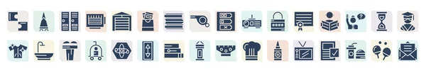 Filled Educative Icons Set Glyph Icons Four Pieces Puzzle Student — Stockvector
