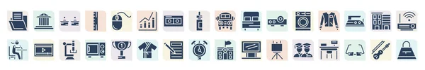 Filled Basic Hotel Set Icons Set Glyph Icons Open Folder — Stockový vektor