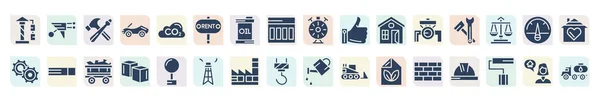 Filled Industry Icons Set Glyph Icons Architecture Crane Tool Screwdriver — Stockvektor