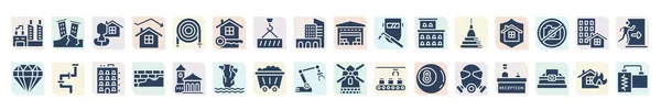 Filled Earthquake Icons Set Glyph Icons Heavy Ownership House Key — Stockvector