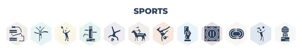 Filled Sports Icons Set Glyph Icons Skibob Winning Race Man — ストックベクタ