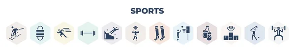 Filled Sports Icons Set Glyph Icons Slalom Climbing Rope Man — ストックベクタ