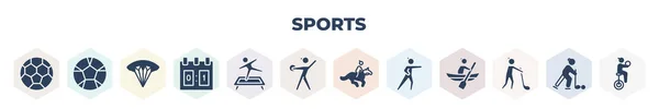 Filled Sports Icons Set Glyph Icons Soccer Football Ball Soccer — ストックベクタ