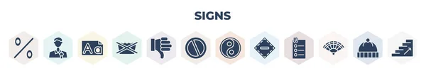 Filled Signs Icons Set Glyph Icons Percent Man Badge His — ストックベクタ