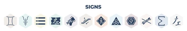 Filled Signs Icons Set Glyph Icons Horoscope Chinese Identical Japan — 图库矢量图片