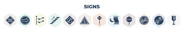 Filled Signs Icons Set Glyph Icons Equal Keep Right Koinobori — Stockvektor