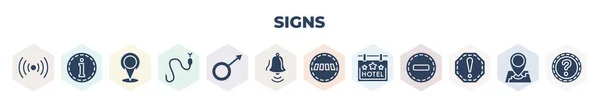 Filled Signs Icons Set Glyph Icons Wireless Network Information Placeholders — Vettoriale Stock