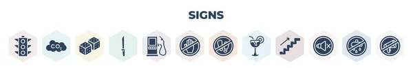 Filled Signs Icons Set Glyph Icons Traffic Co2 Gambling Weapon — ストックベクタ