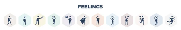 Filled Feelings Icons Set Glyph Icons Awful Human Safe Human — Stock Vector